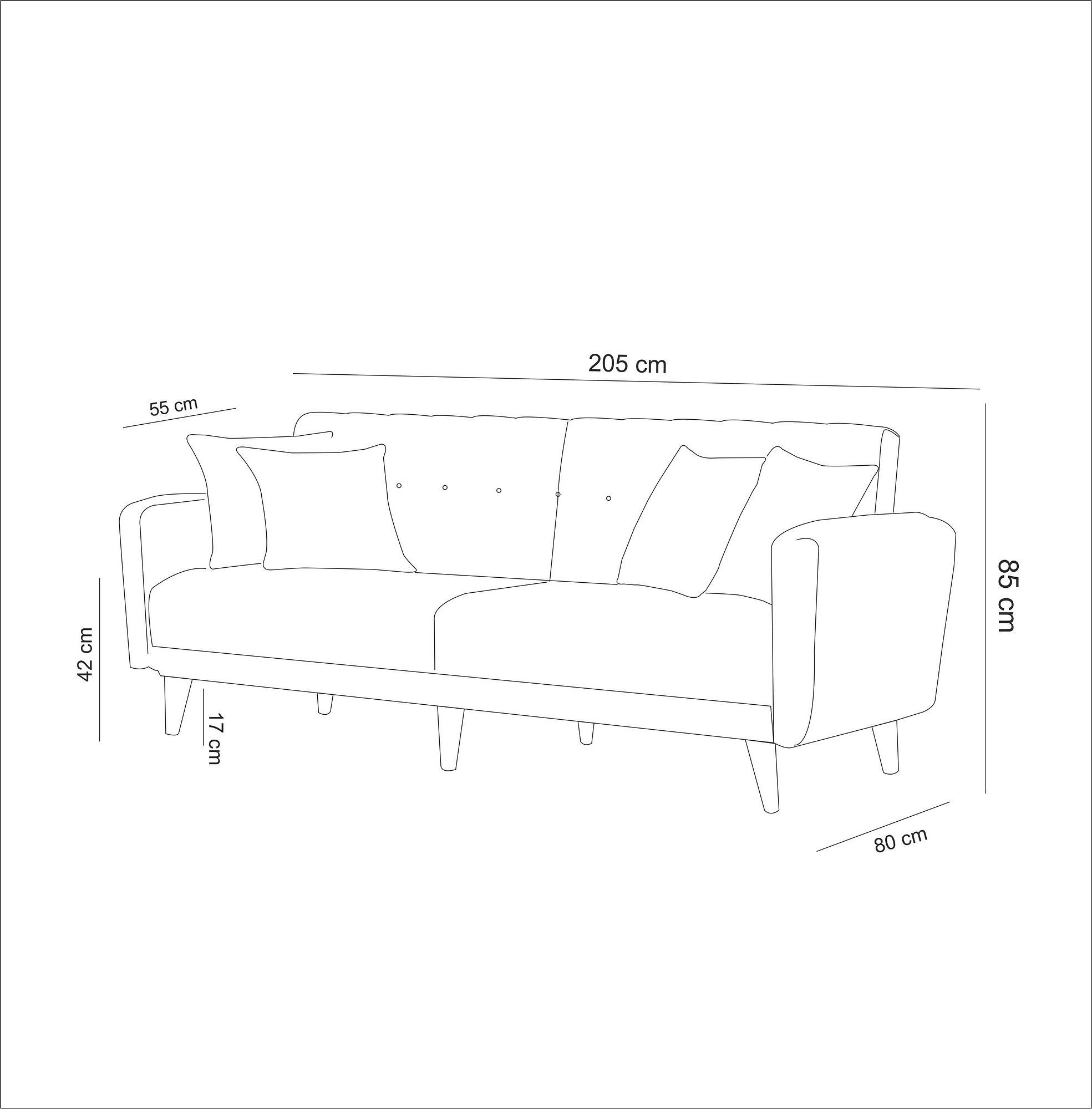 Aria Schlafsofa 3-Sitzer Dunkelblau 7