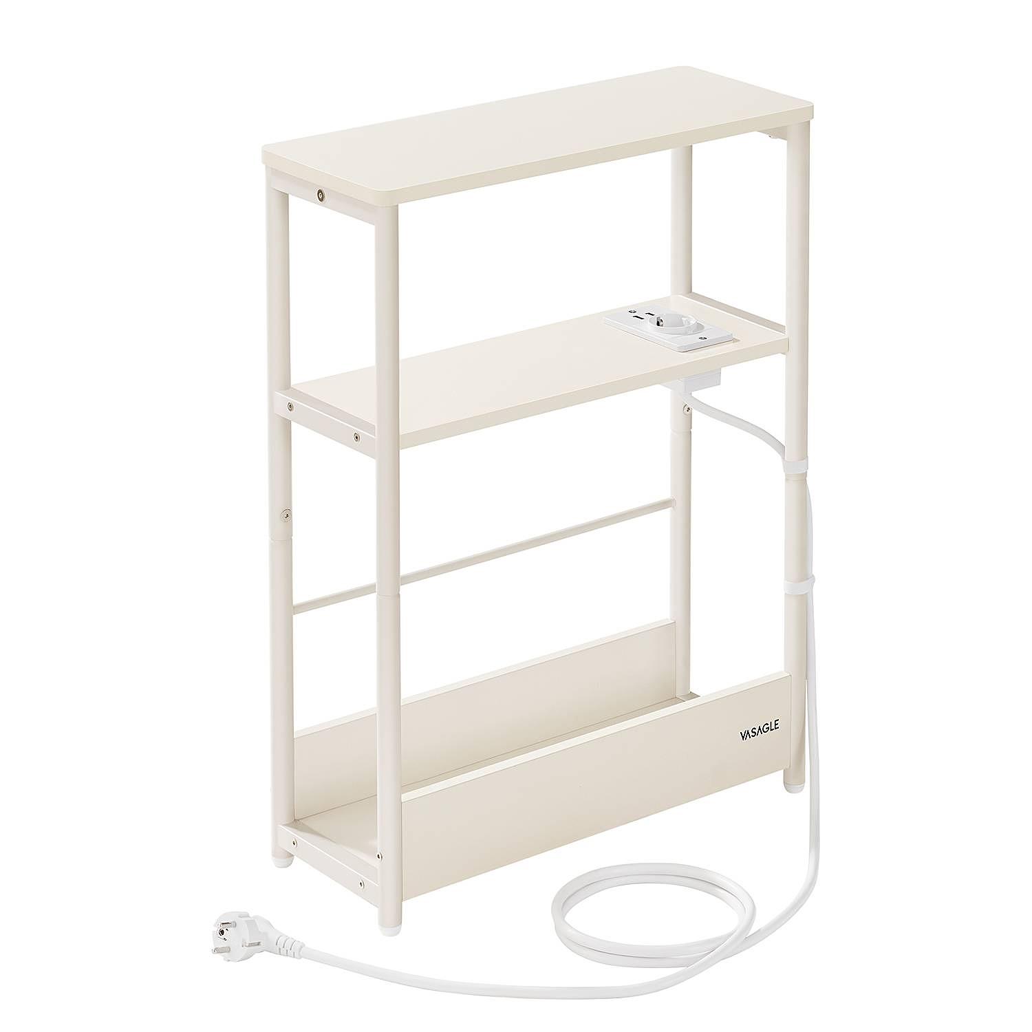 Beistelltisch Iskour mit Steckdose Typ C Cremeweiß 1