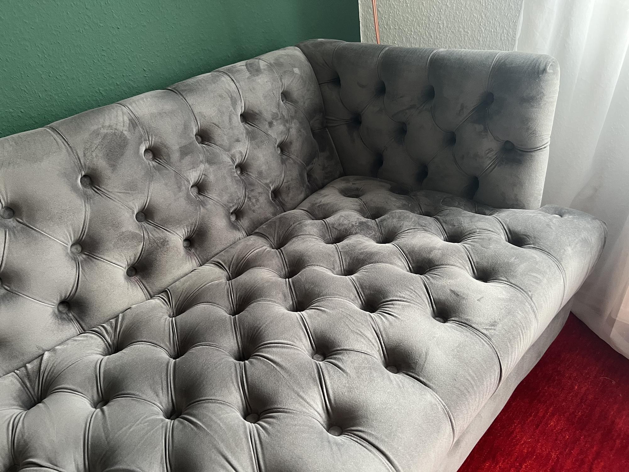 Chesterfield 3-Sitzer Sofa Samt Grau 2