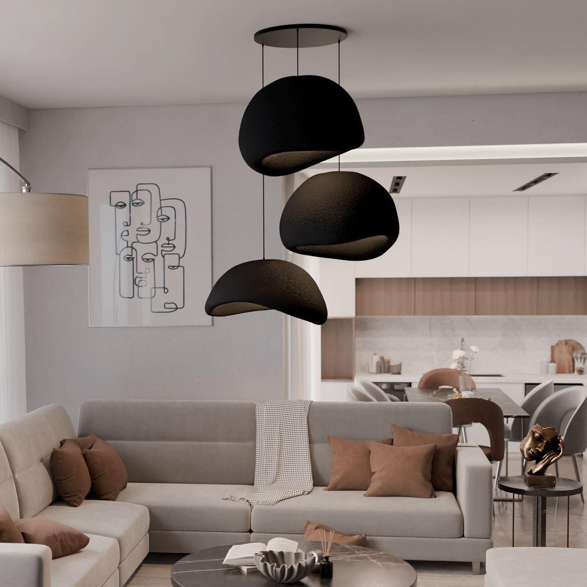 3-Flammig Wabi Sabi Kanso Beams Pendelleuchte Schwarz 0