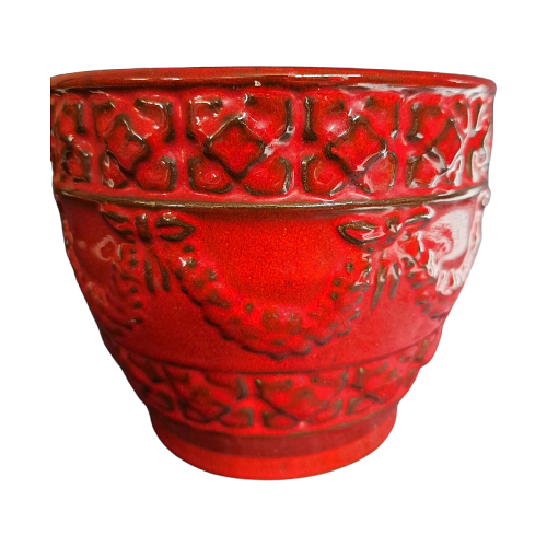 Vintage Keramik Blumentopf Rot 0