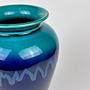 Fat Lava Vase Keramik Blau 1980er Jahre 3