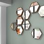 Hexagonal Wall Mirror Walnut 2
