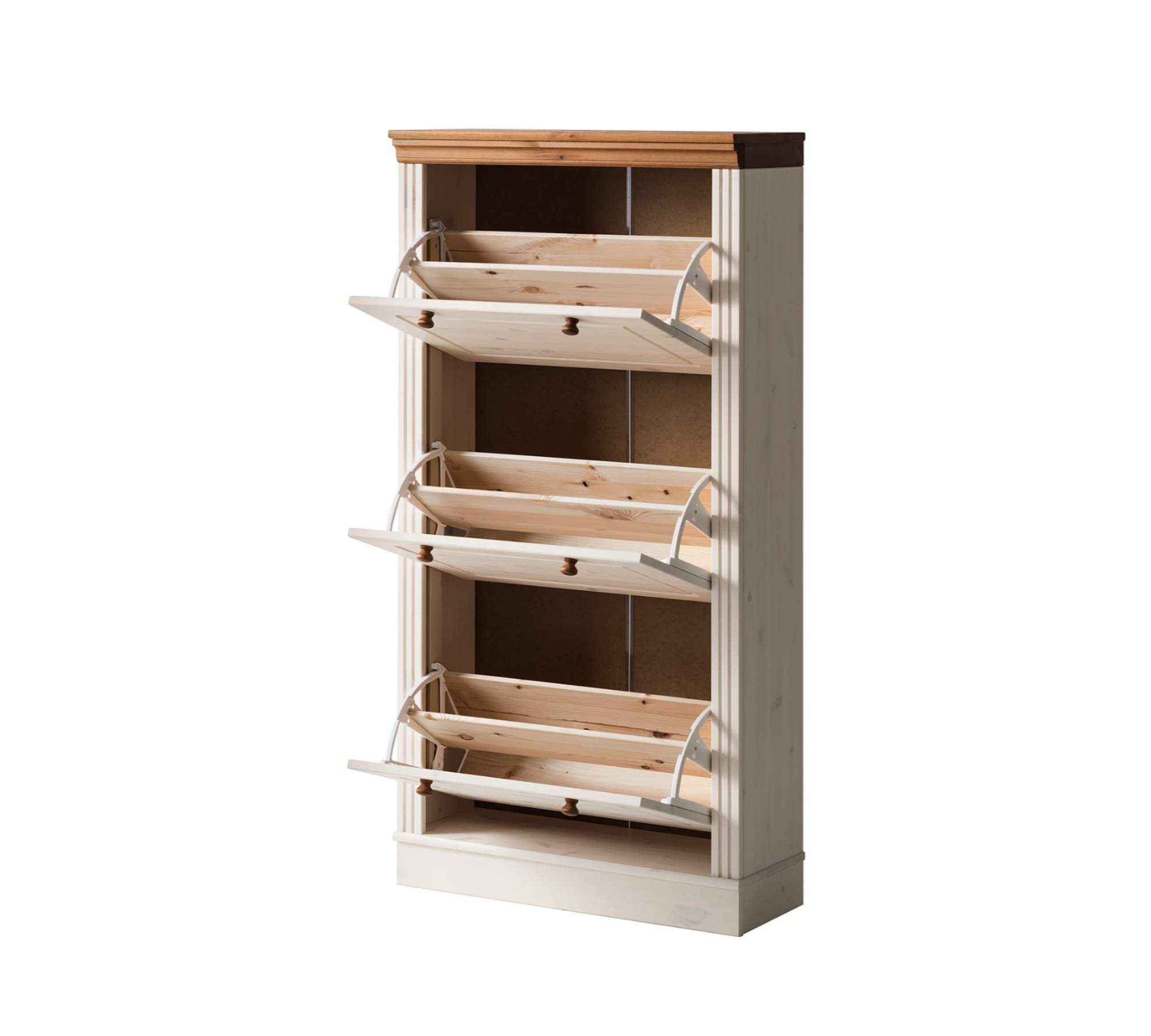 Schuhschrank Kiefernholz Weiß Honig 3