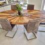 Oval dining table Elm wood Brown 2