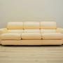 Sofa Leder Creme 1960er Jahre 1