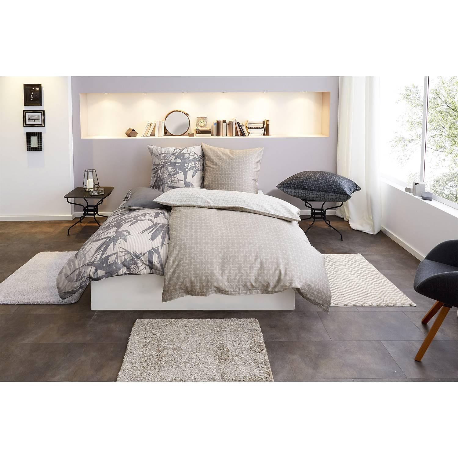 Punto Bettwäsche Set Wendbar Baumwolle Taupe 135 x 200 cm 2