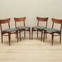 4x Vintage Dining Chair Teak Wood Textile Brown 1970s 5
