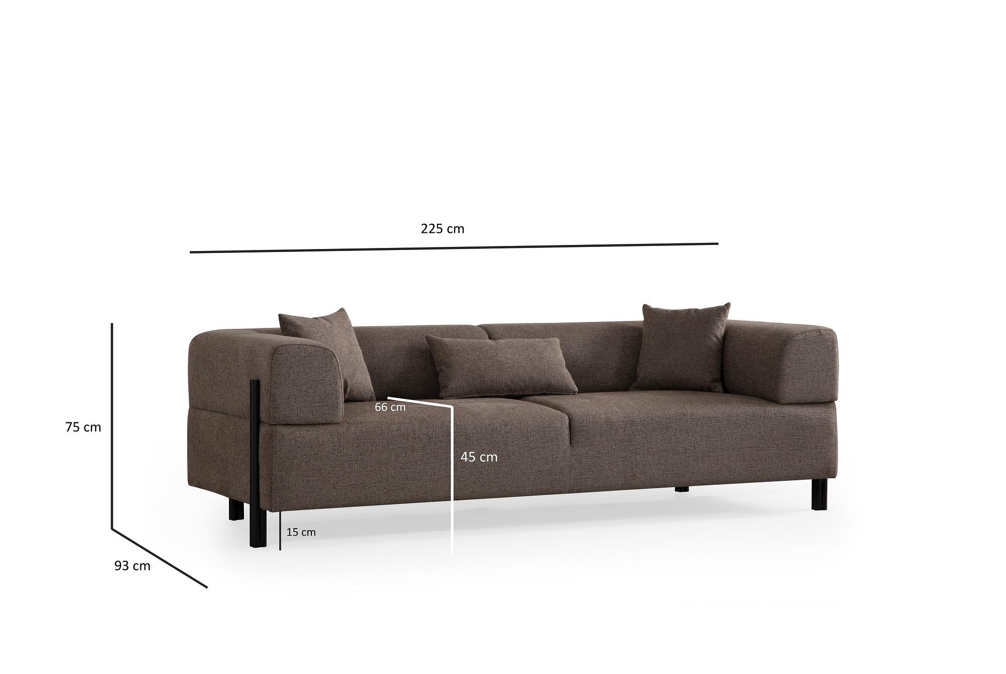 Gio 3-Sitzer Sofa Braun 8