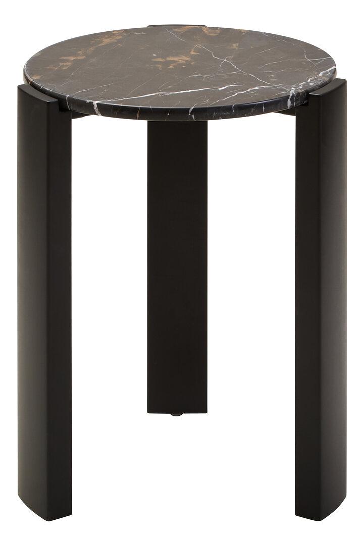 Palermo Round Side Table Marble Wood Black 0