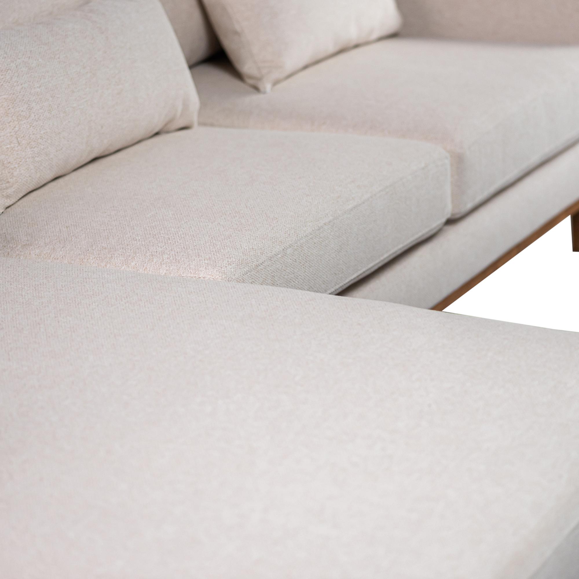 Corner Sofa Japandi 3-Seater Left Fabric Beige 8