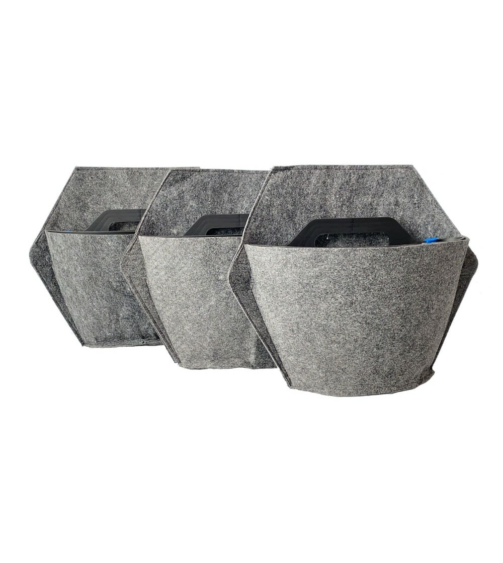 3x Wall Planter Grey with Self-watering Textile Cover 0