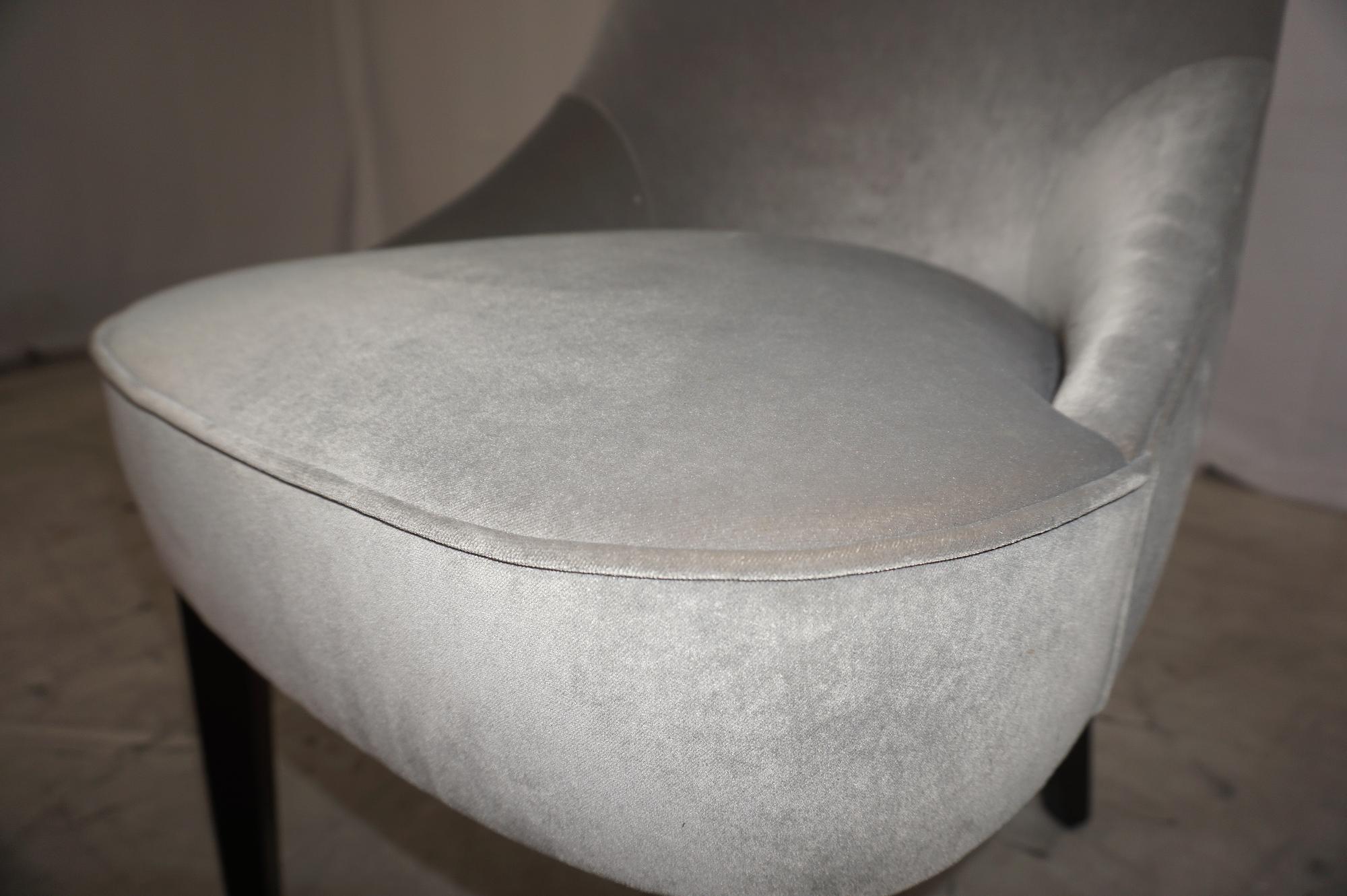 3x Esszimmerstuhl Holz Samt Grau Silber  7