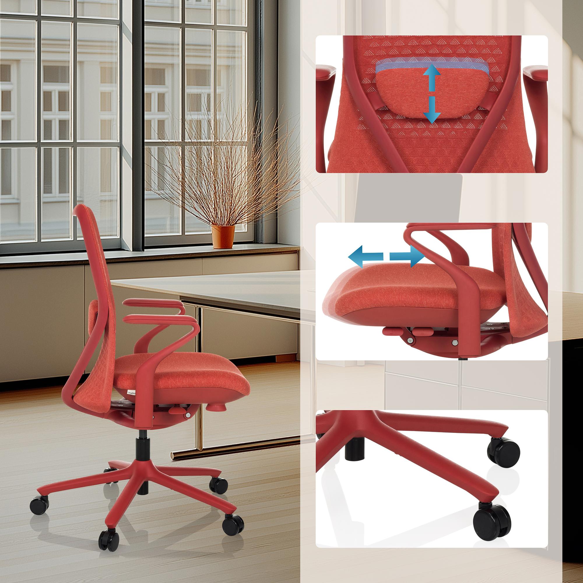 VERVIO Bürostuhl Netzstoff Rot 3