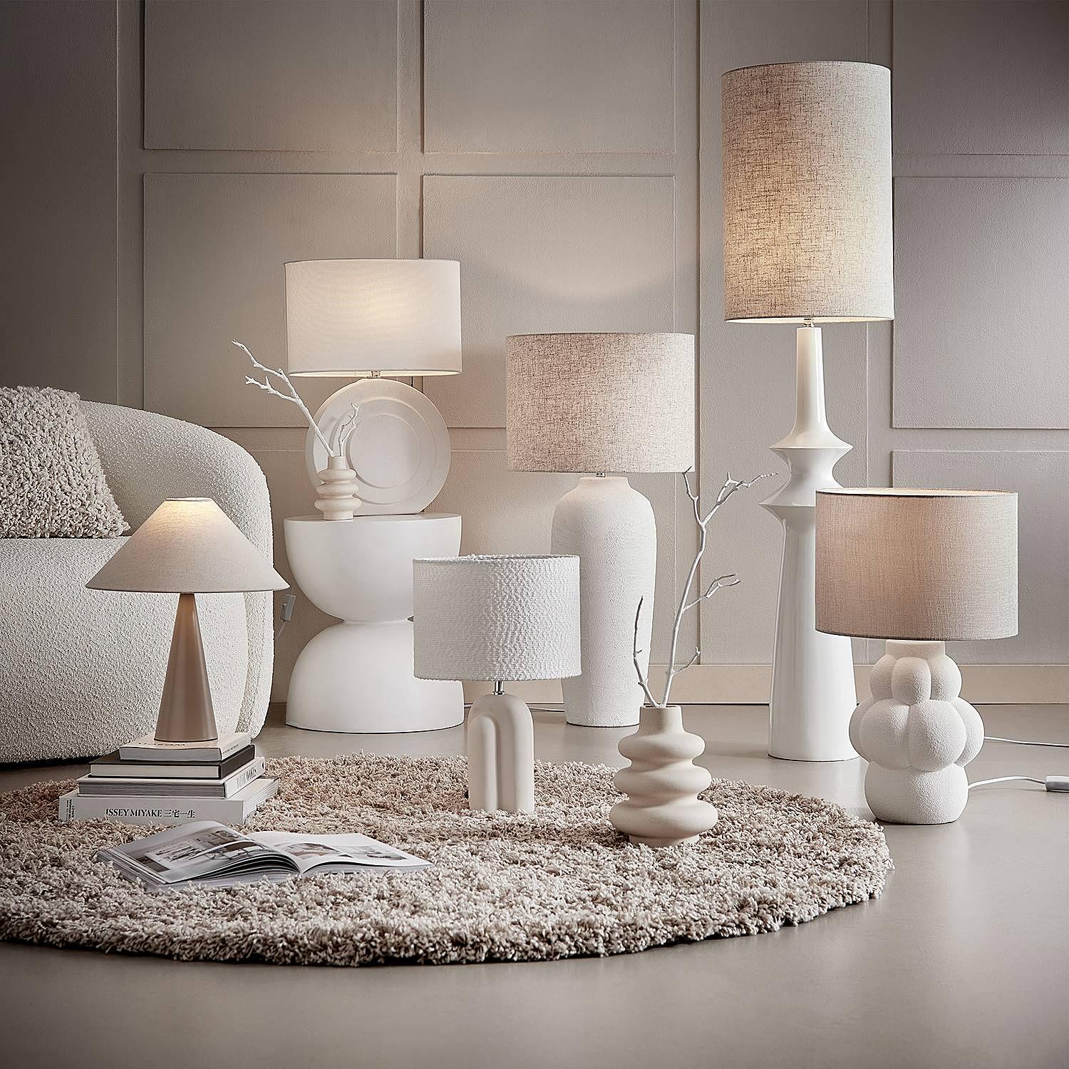 1-Flammig Takao Tischleuchte Keramik Textil 2