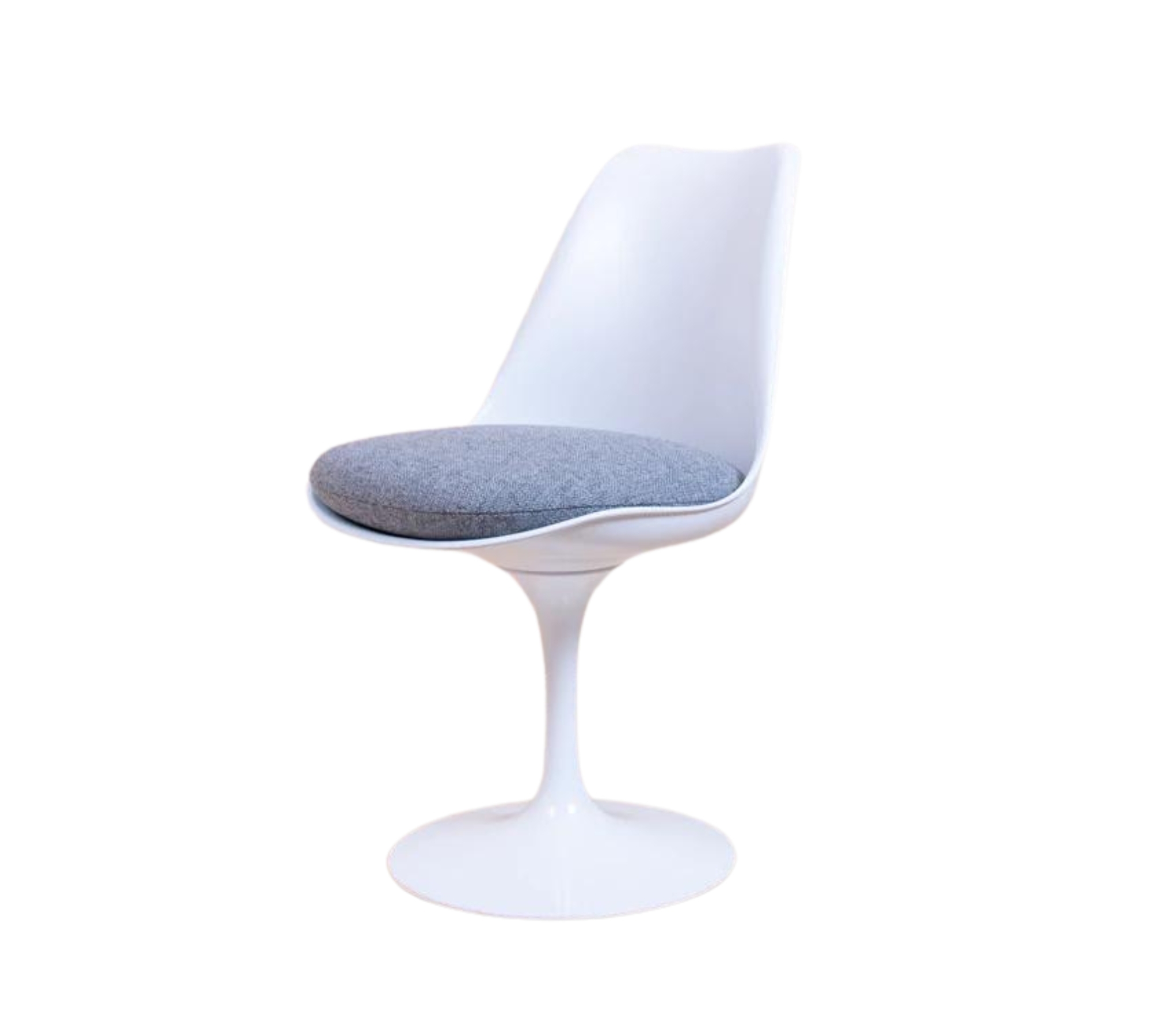 Knoll Tulip Chair Weiß mit grauem Sitzpolster 0