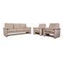 Sofa 3-Sitzer Garnitur Stoff Beige inkl. Sessel 0