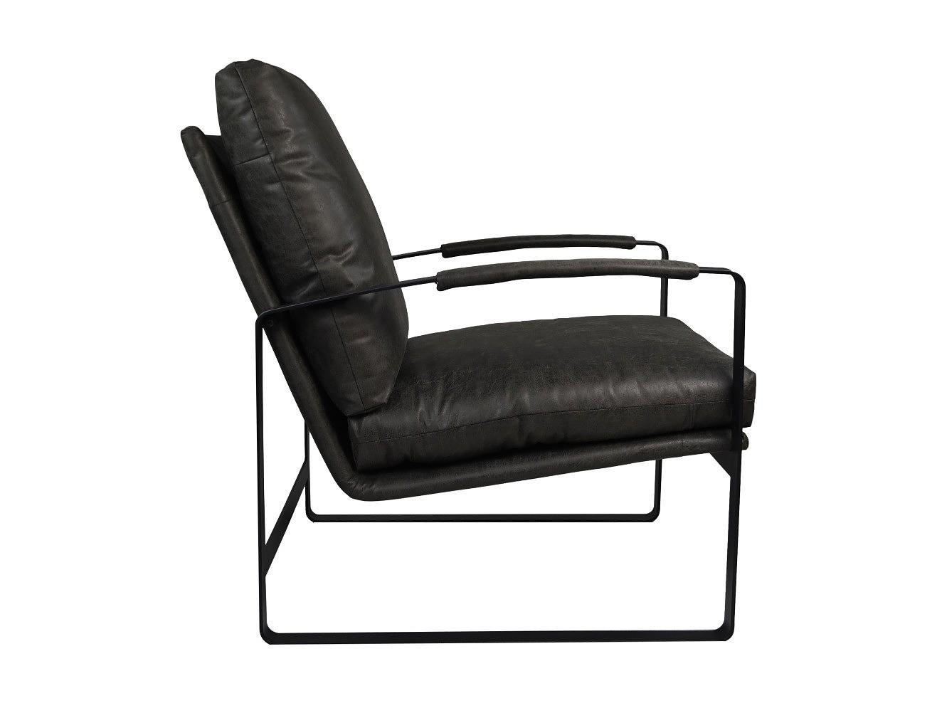 Miami Sessel Leder Metall Schwarz 3