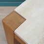 Vintage side table oak wood stone brown 1970s 5