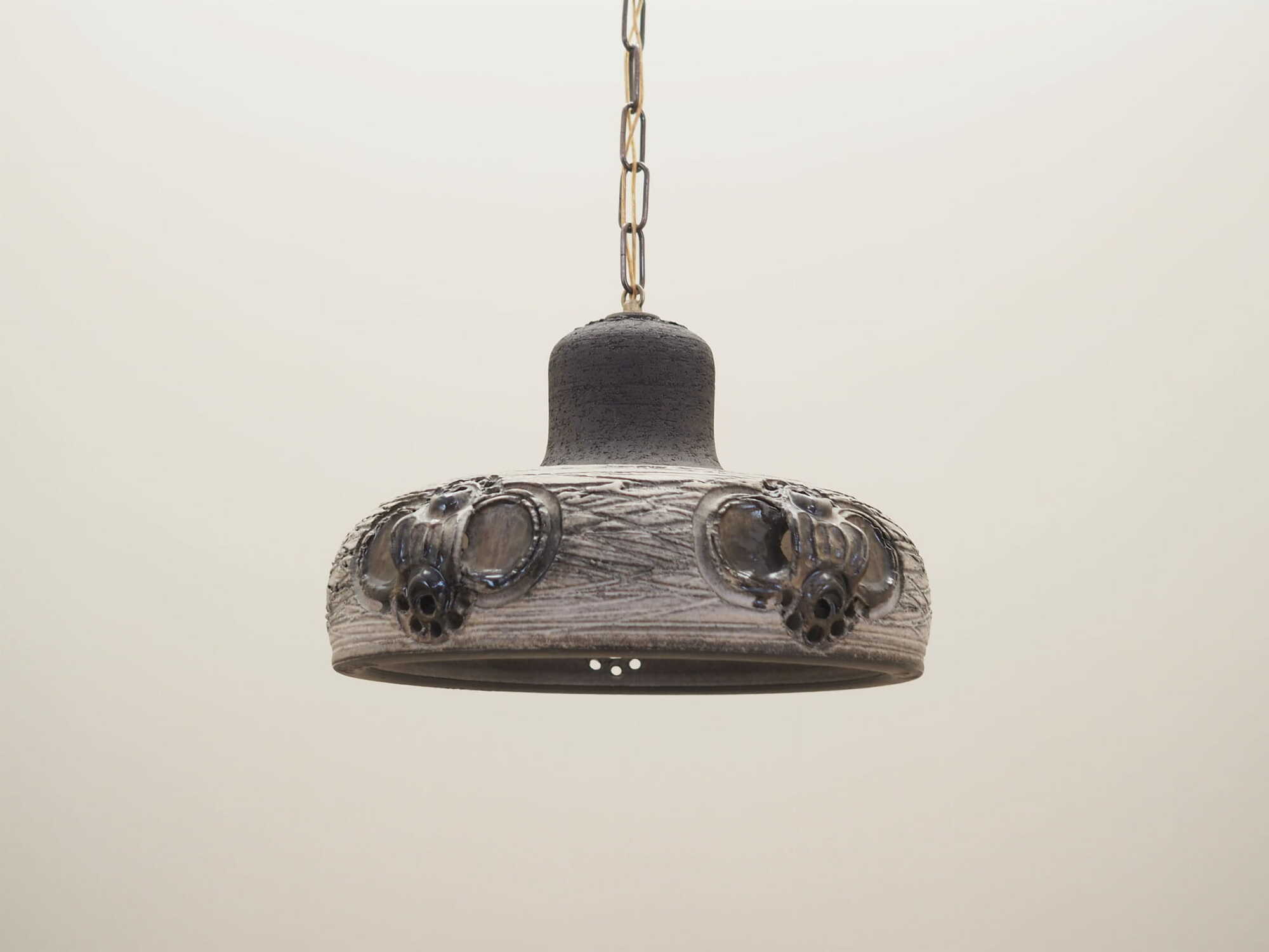 Vintage Pendant Lamp Ceramic Grey 1960s 1