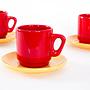 Ceramic Mug Set Red 1980s 4