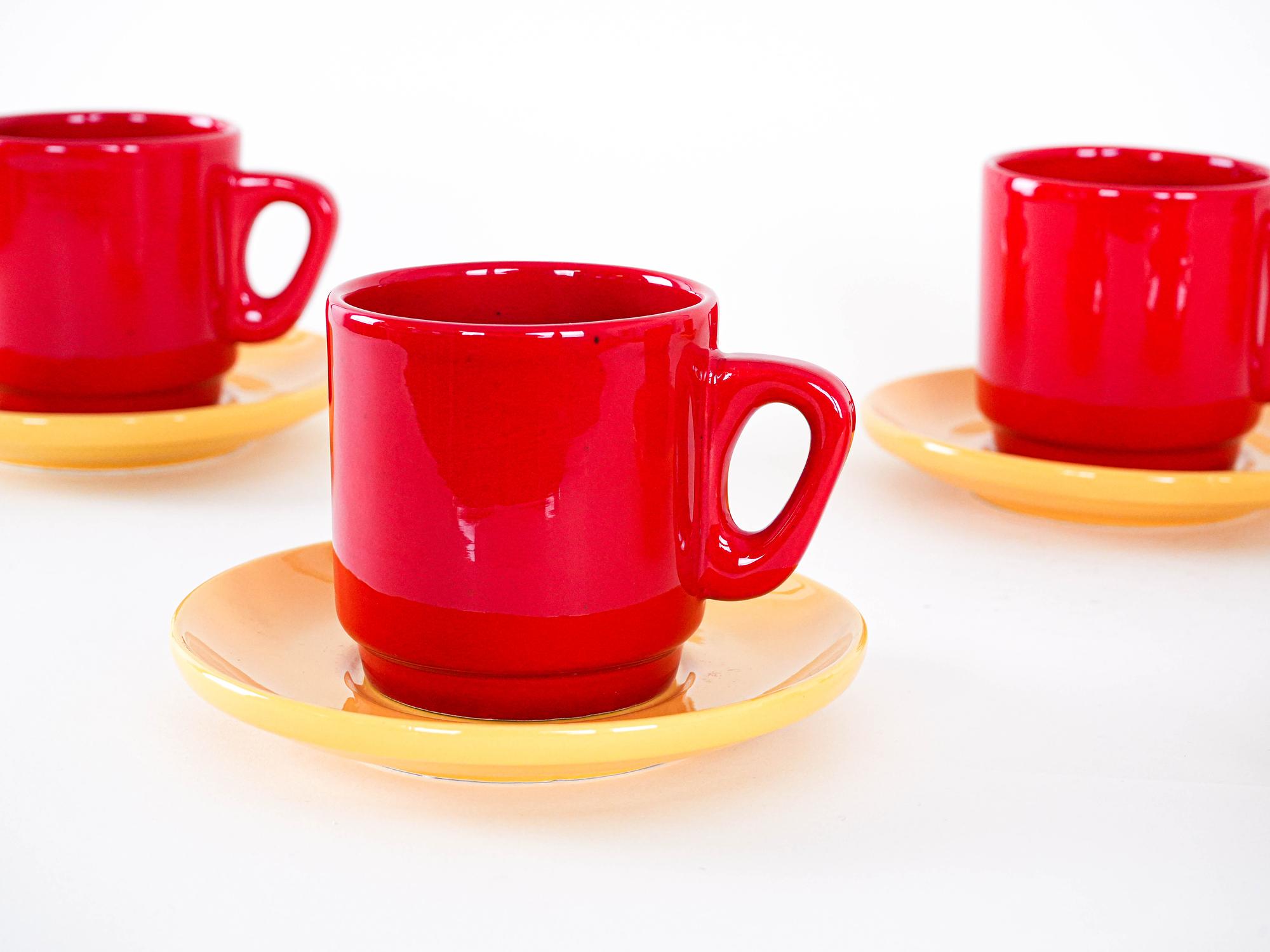 Ceramic Mug Set Red 1980s 4