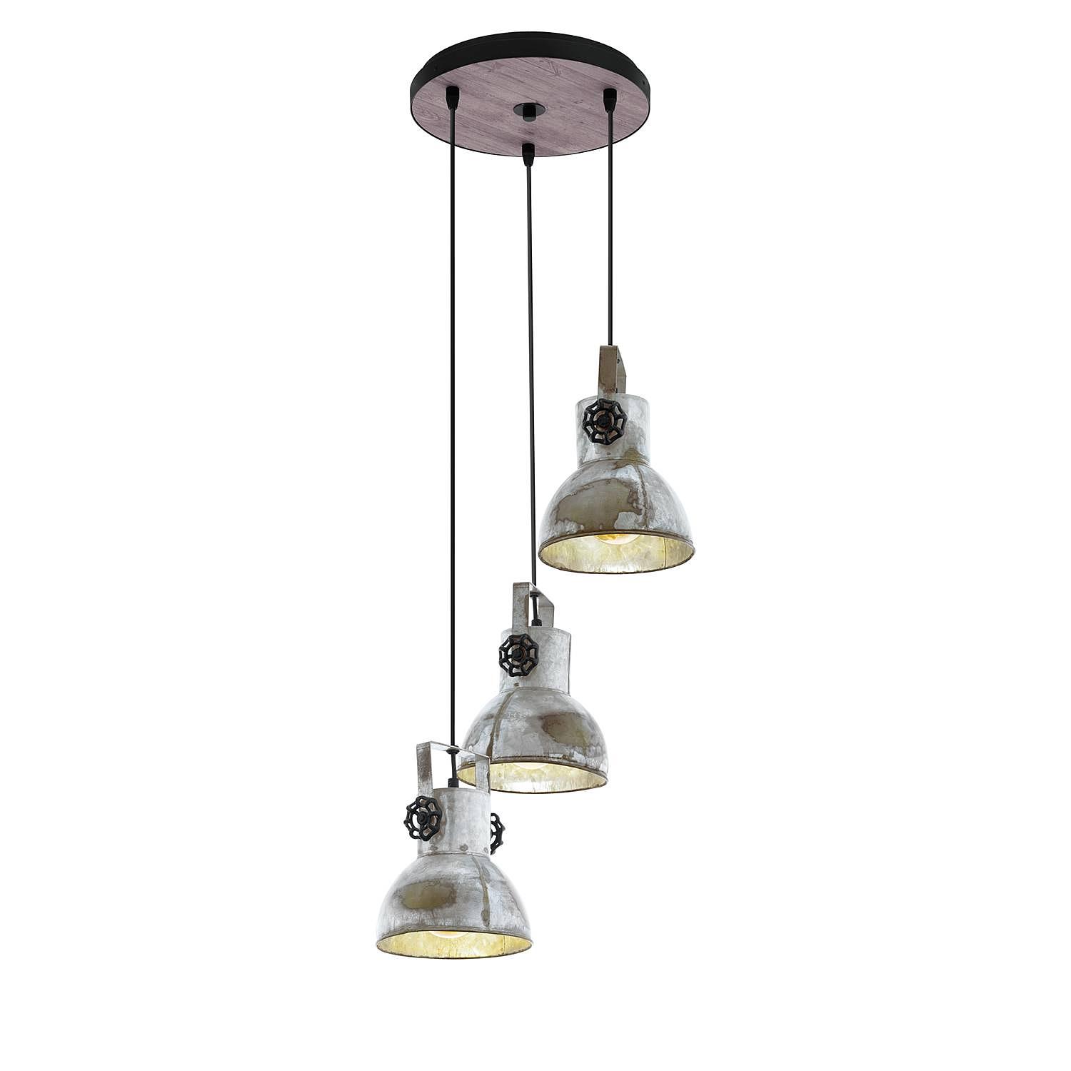 Barnstaple I Pendant Light Steel 3-bulb 1