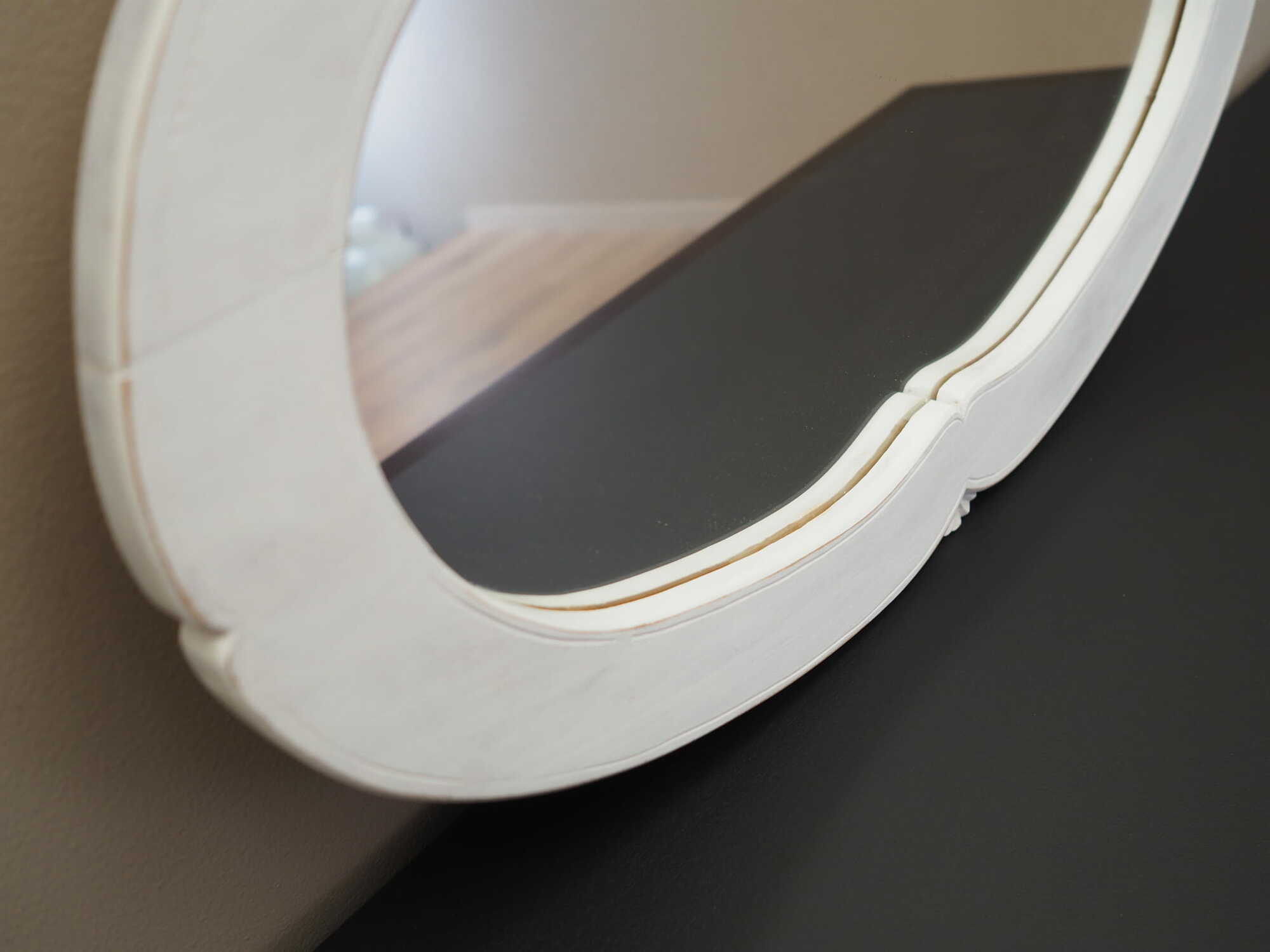 Vintage Mirror Pine White 1960s 8