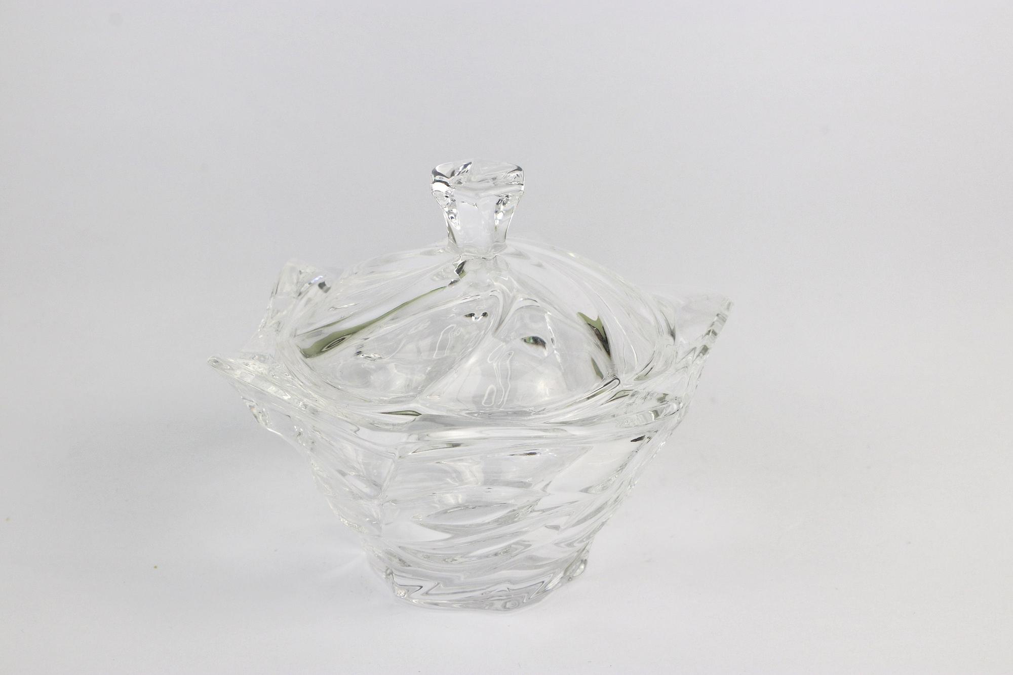 Vintage Bonbonniere mit Deckel Italien Glas 3