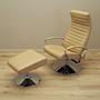 Sessel mit Hocker Leder Hellbraun 1970er Jahre 2