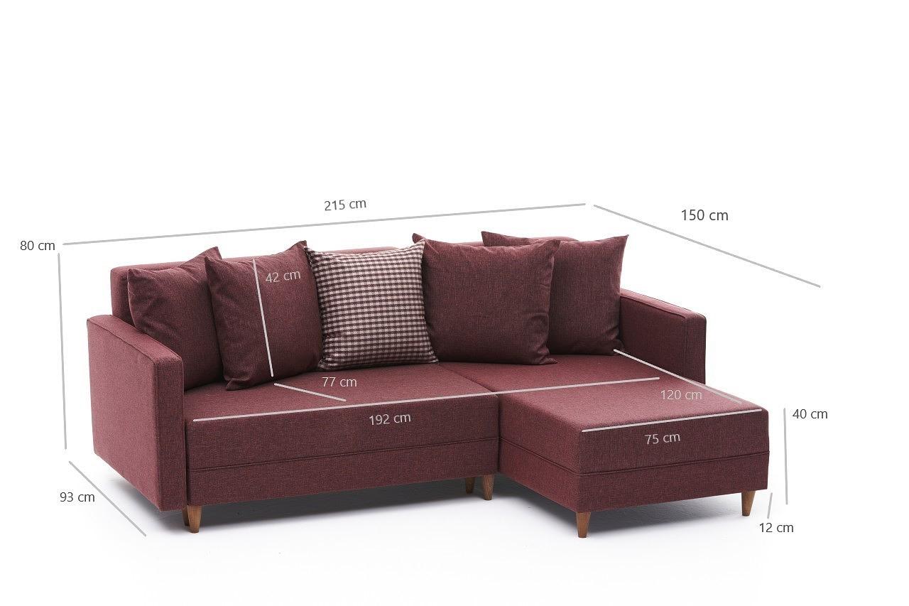 Aydam Schlafsofa Récamiere Rechts Rot 6