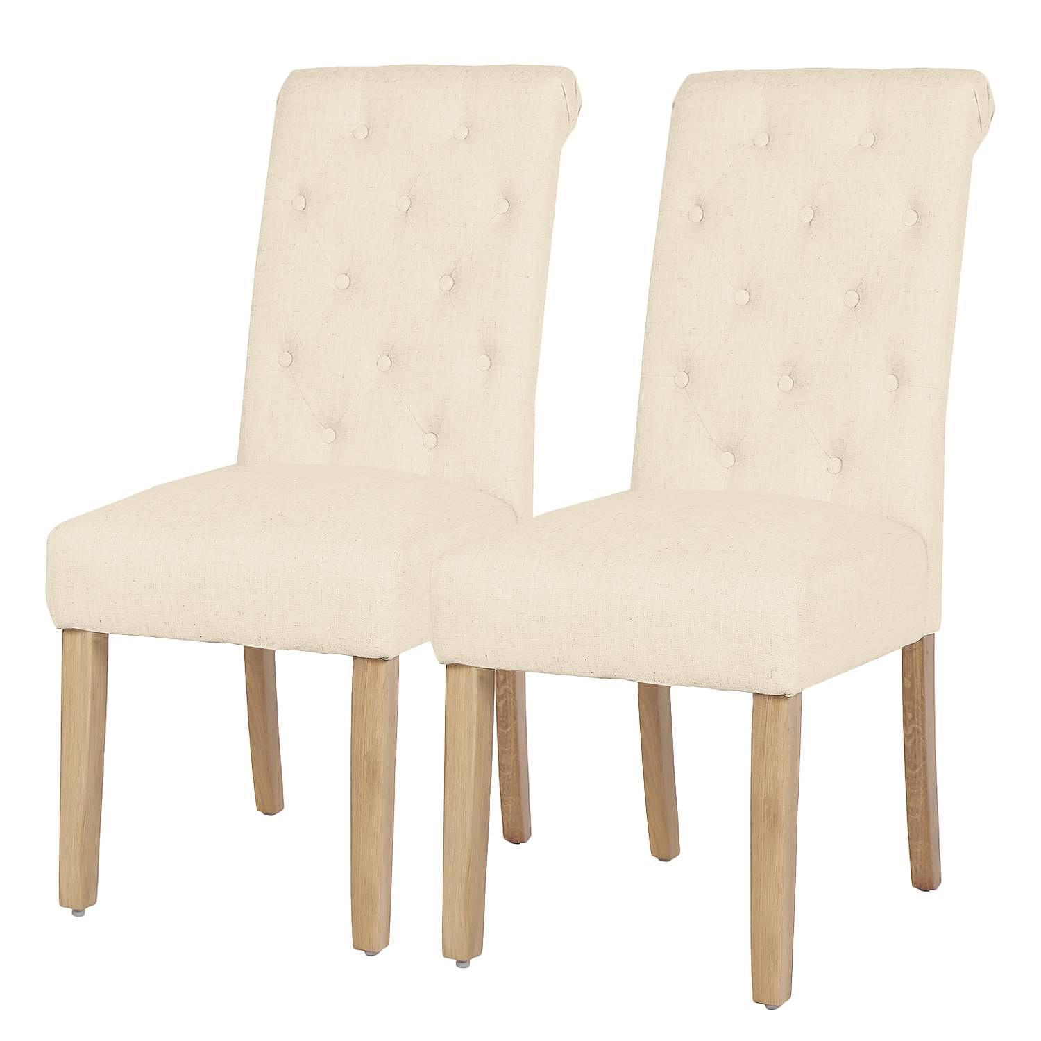 2x Polsterstuhl Neum Eiche Massiv Weiß 0