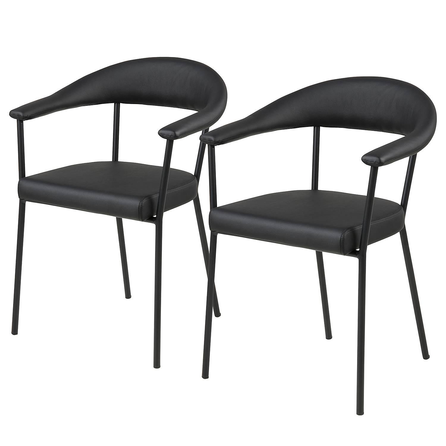 2x Armlehnenstuhl Otava Kunstleder Eisen Schwarz 0