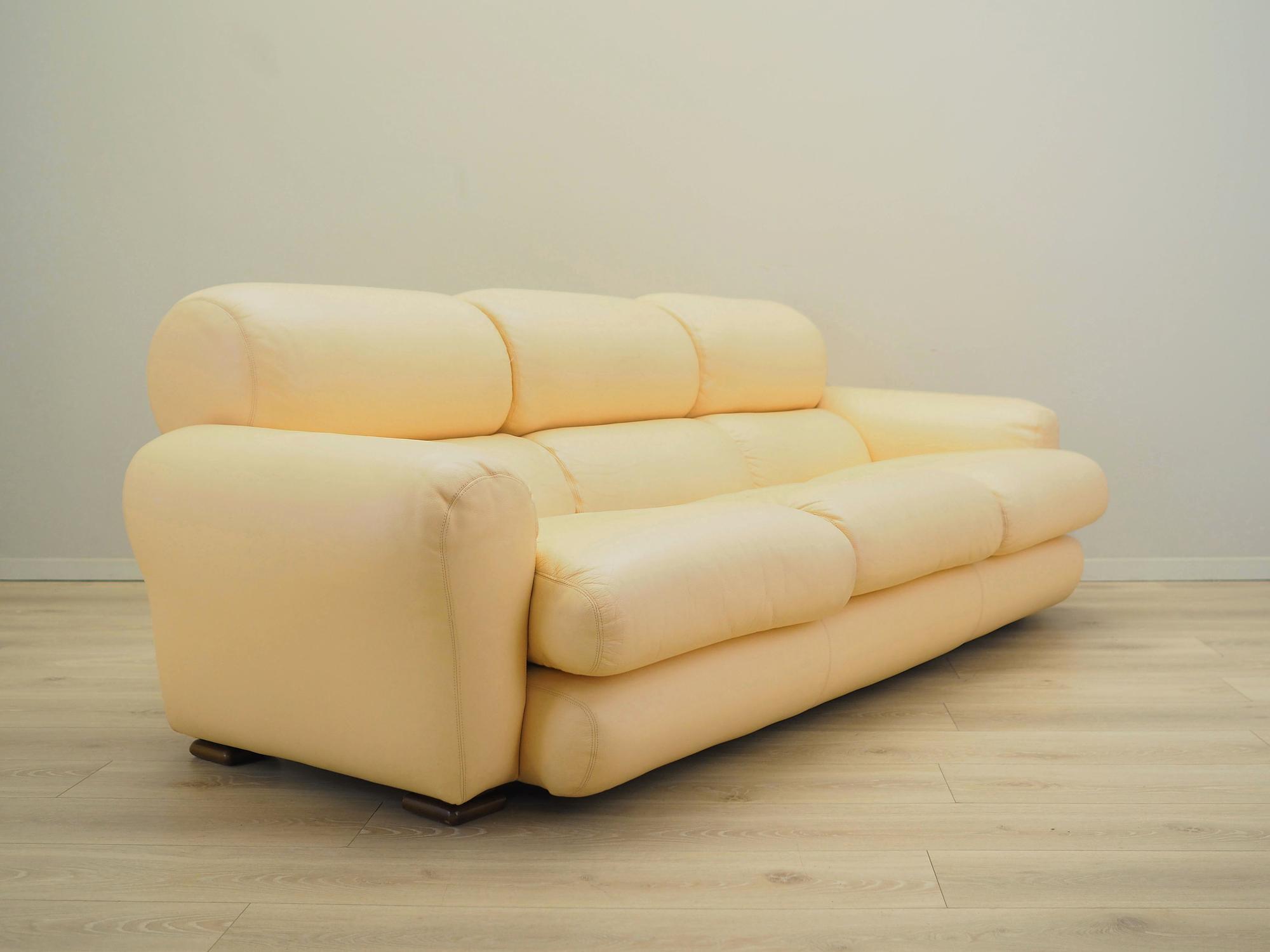 Sofa Leder Creme 1960er Jahre 8