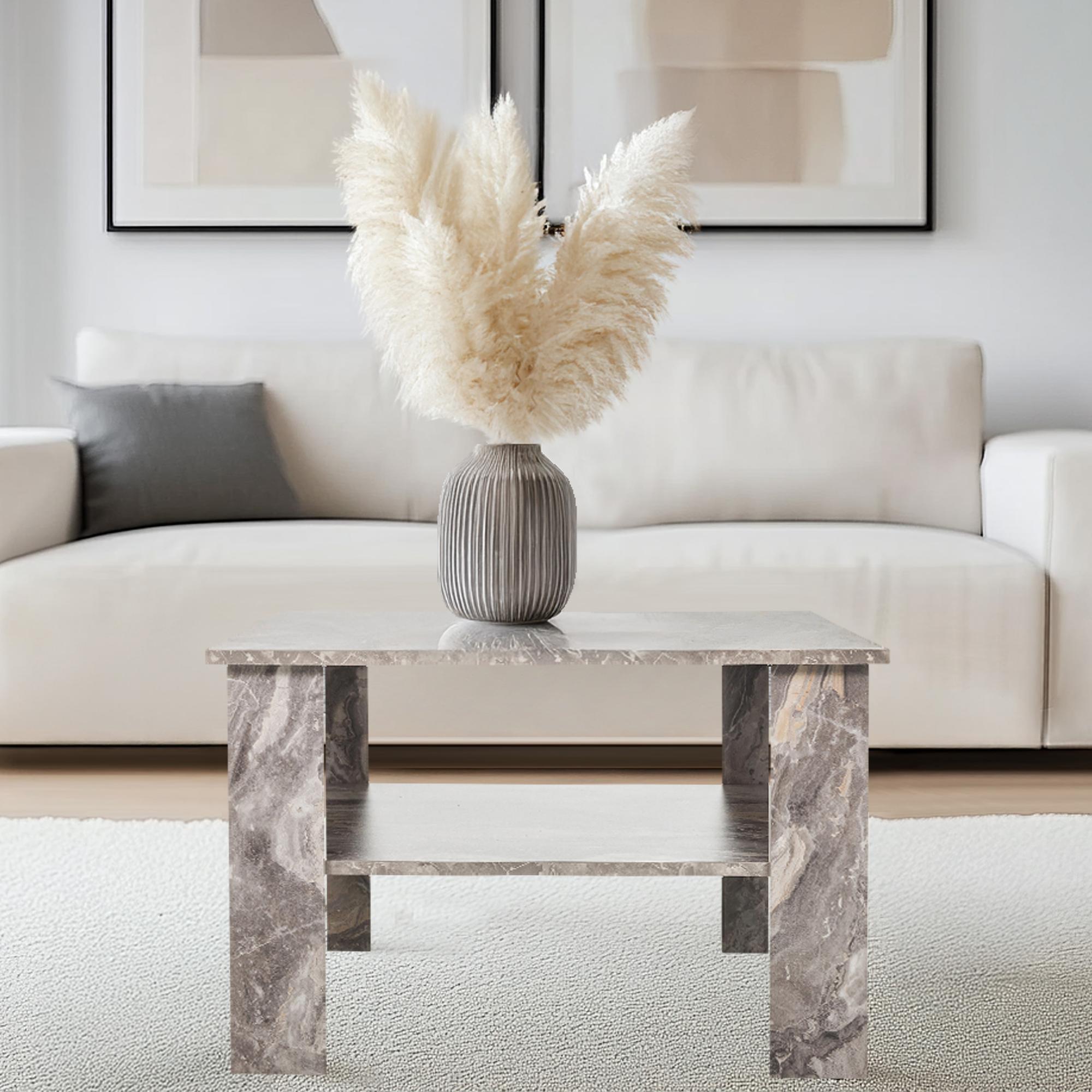 BISMO Couchtisch in Marmoroptik Grau 3