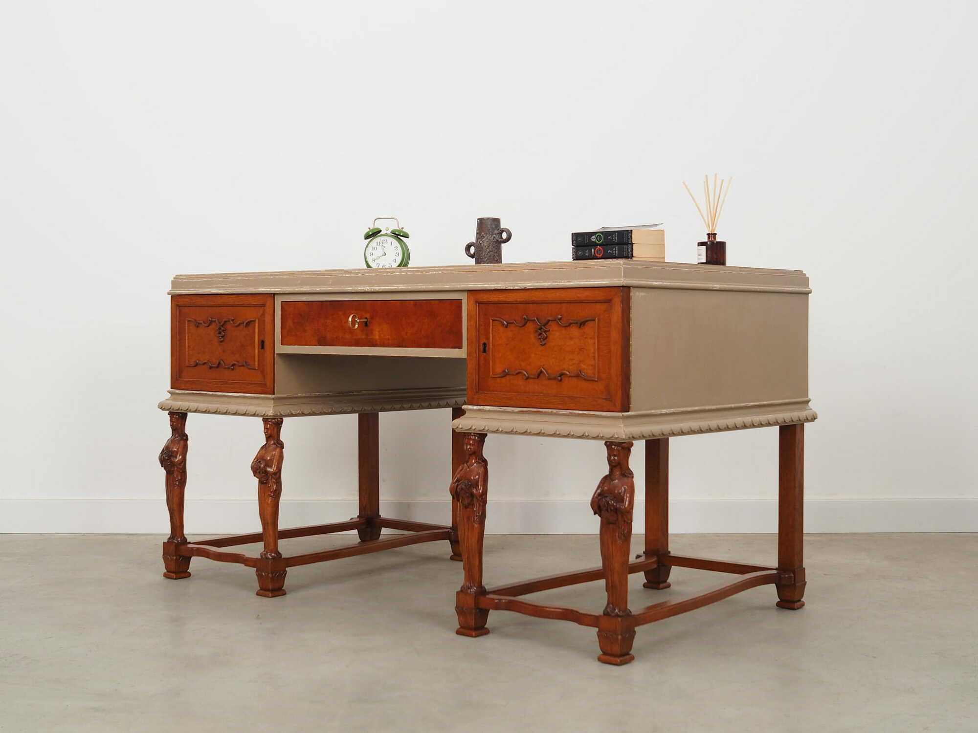 Vintage desk wood brown 1950s 3