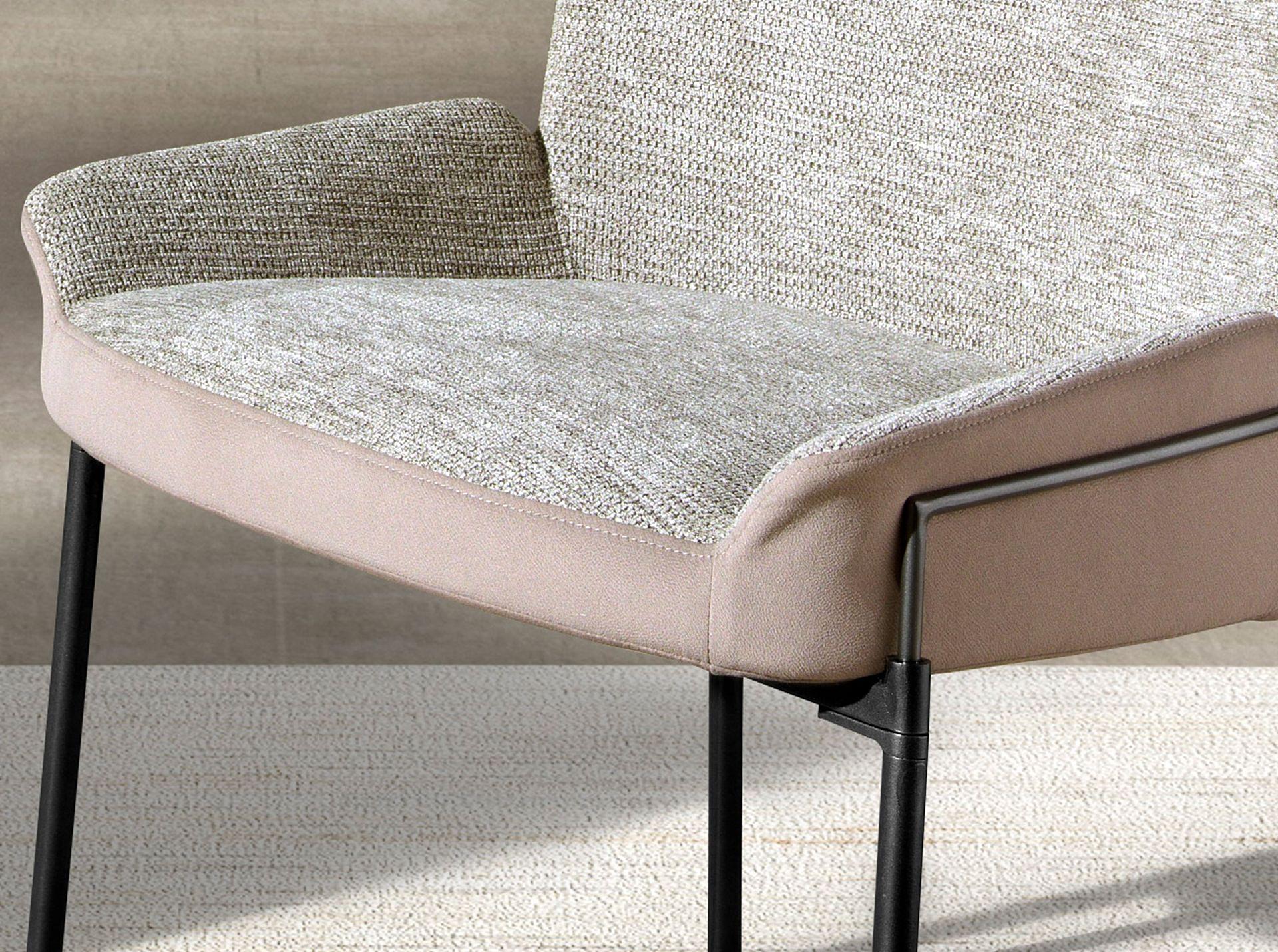 Dining chair leather textile grey 4