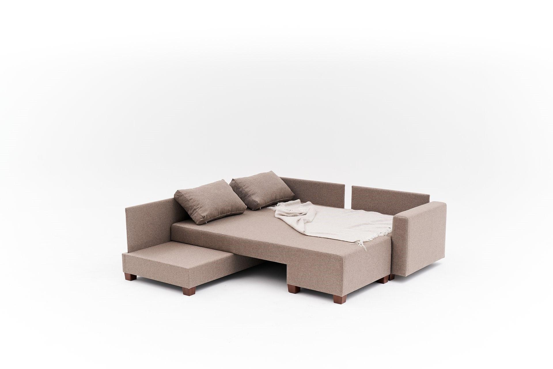 Aly Schlafsofa Récamiere Links Baumwolle Braun 7