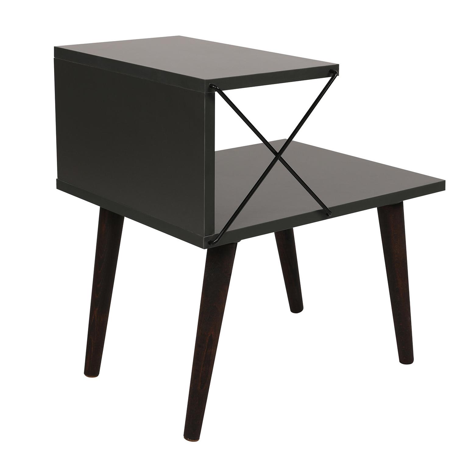 Cross bedside table wood veneer anthracite 0