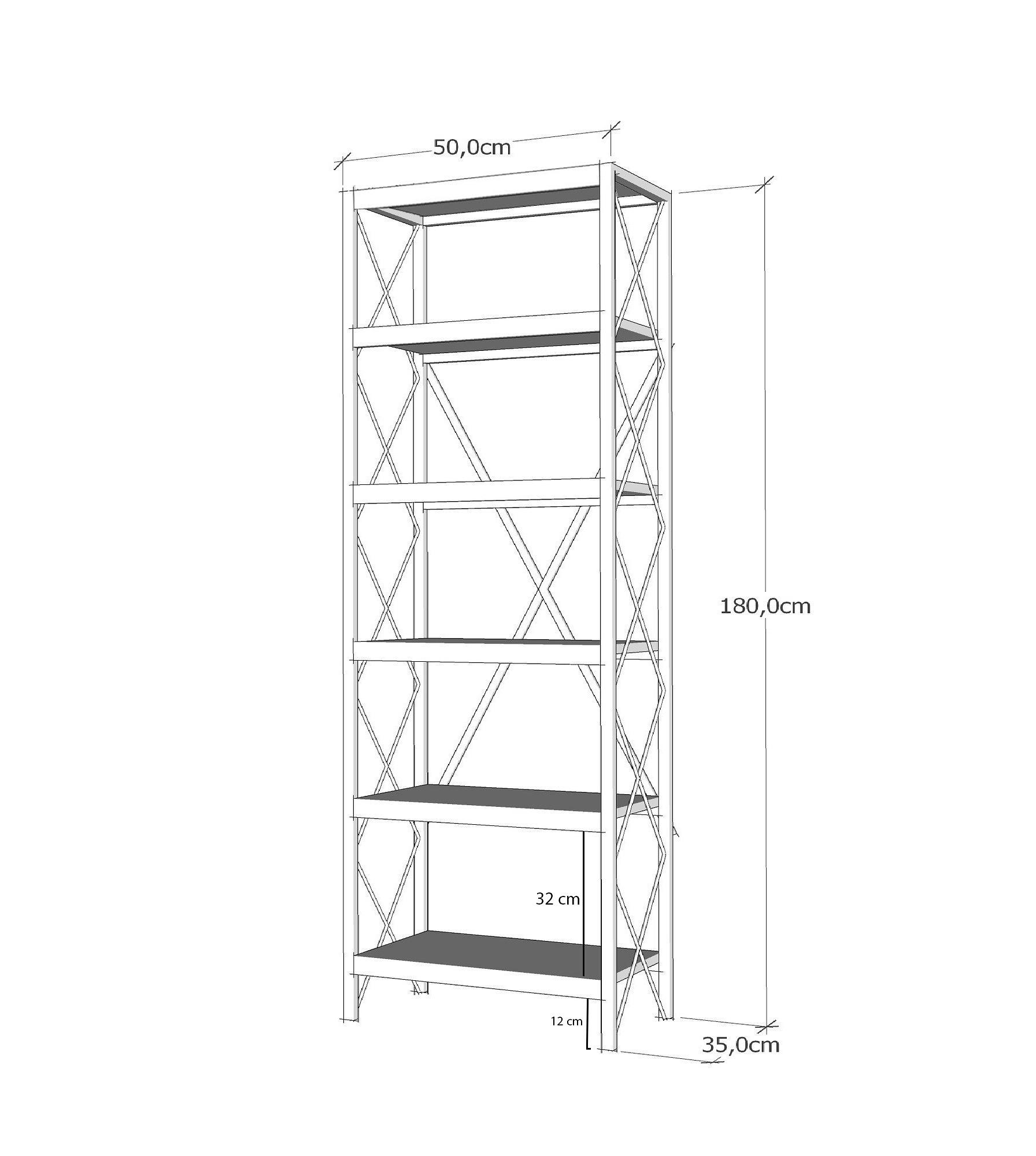 Suadiye Bücherregal Holz Atlantic Pine Schwarz 3