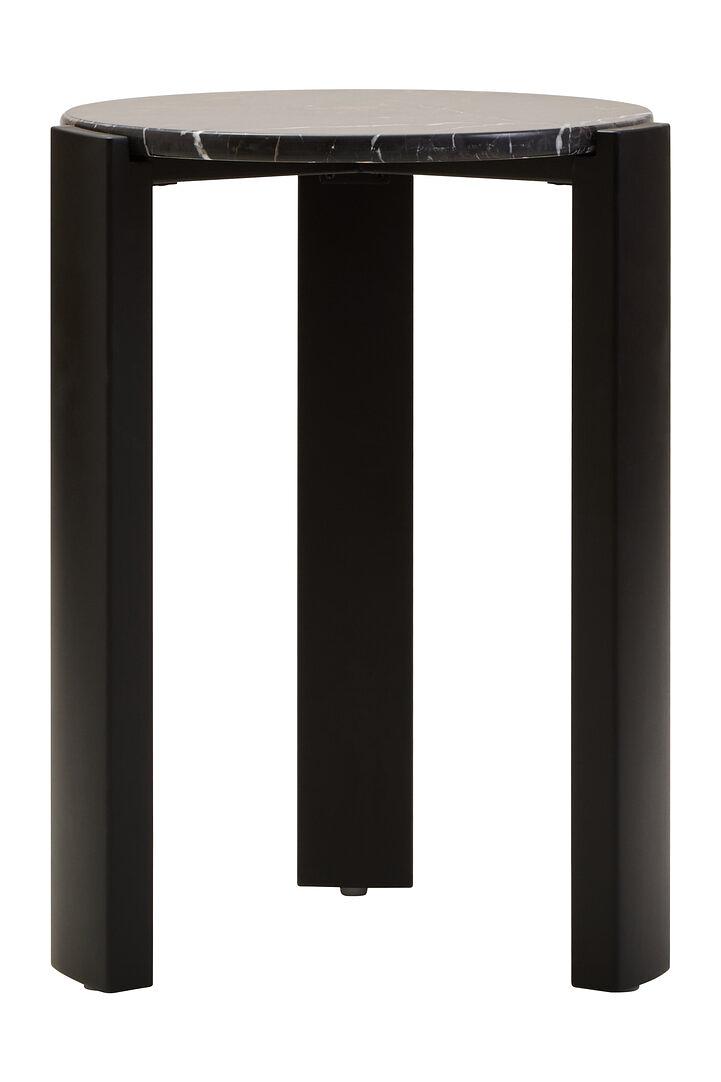 Palermo Tavolino Rotondo Marmo Legno Nero 1