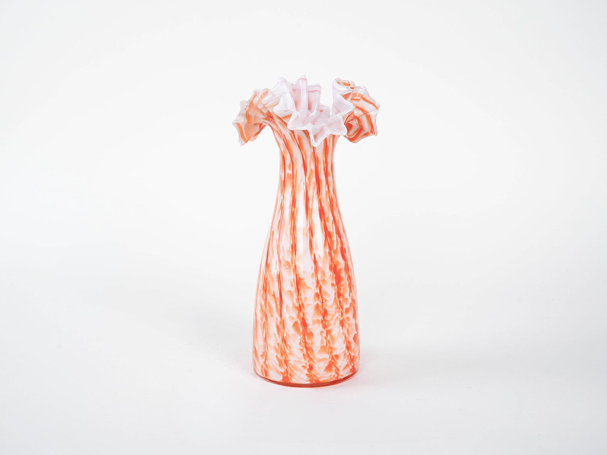 Glass vase orange 1960s 2
