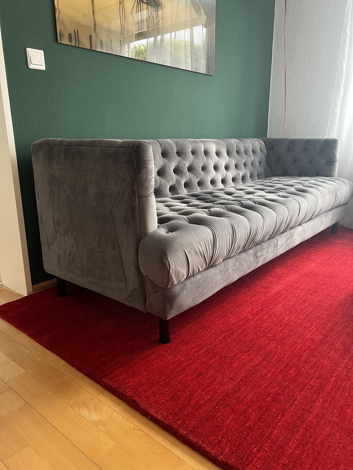 Chesterfield 3-Sitzer Sofa Samt Grau 1
