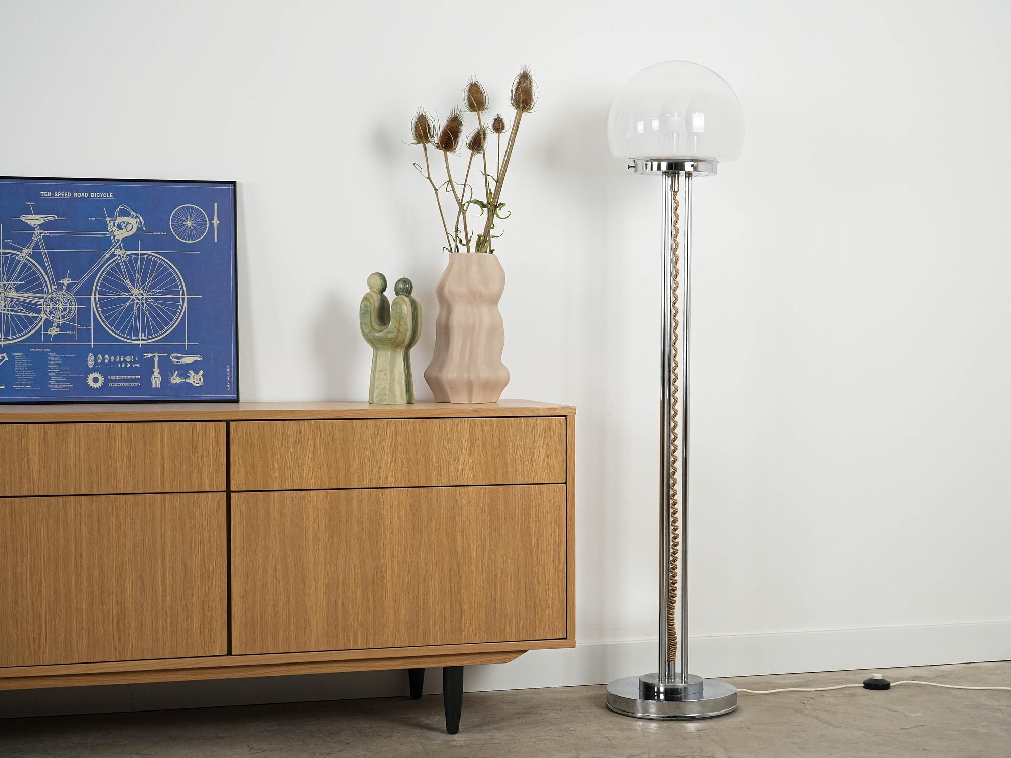 Floor lamp Metal Glass 1970s 2