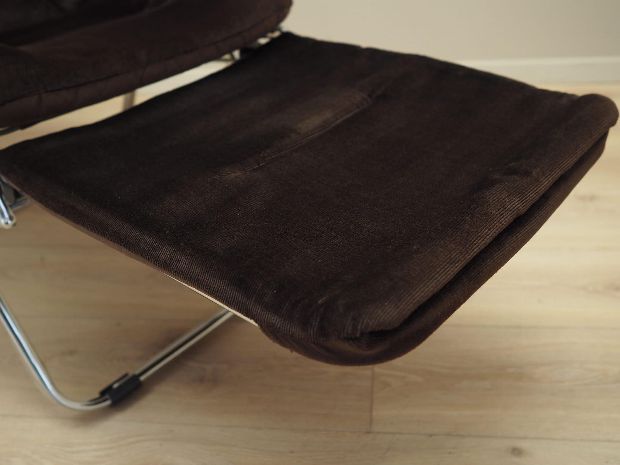 Vintage armchair velvet metal brown 1970s 12