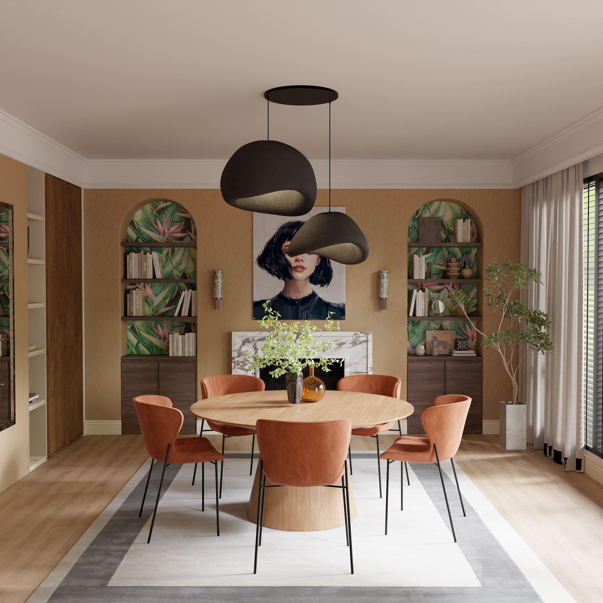 2-Flammig Wabi Sabi Plasterglows Pendelleuchte Schwarz 3