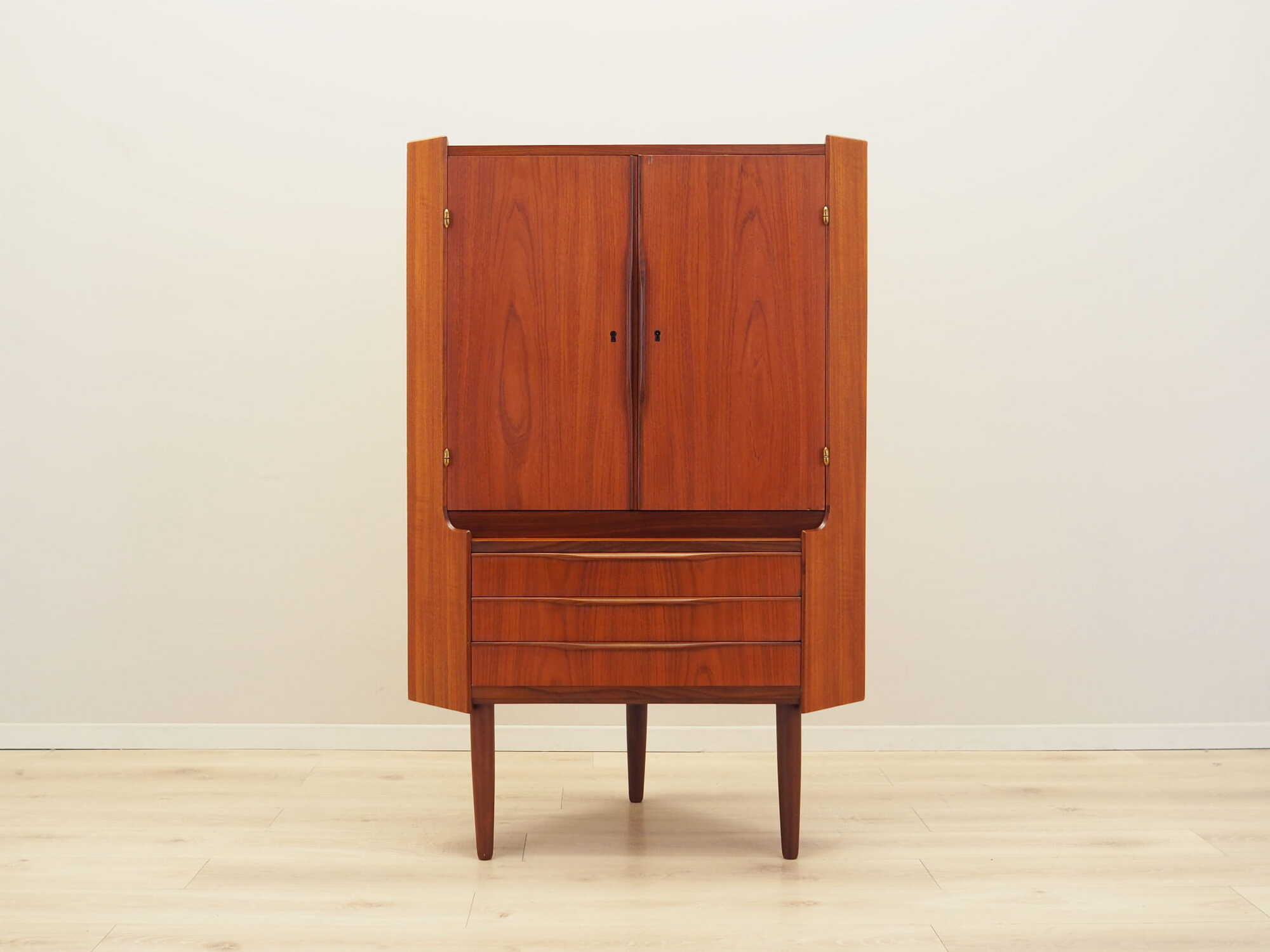 Vintage corner cabinet teak brown 1970s 1