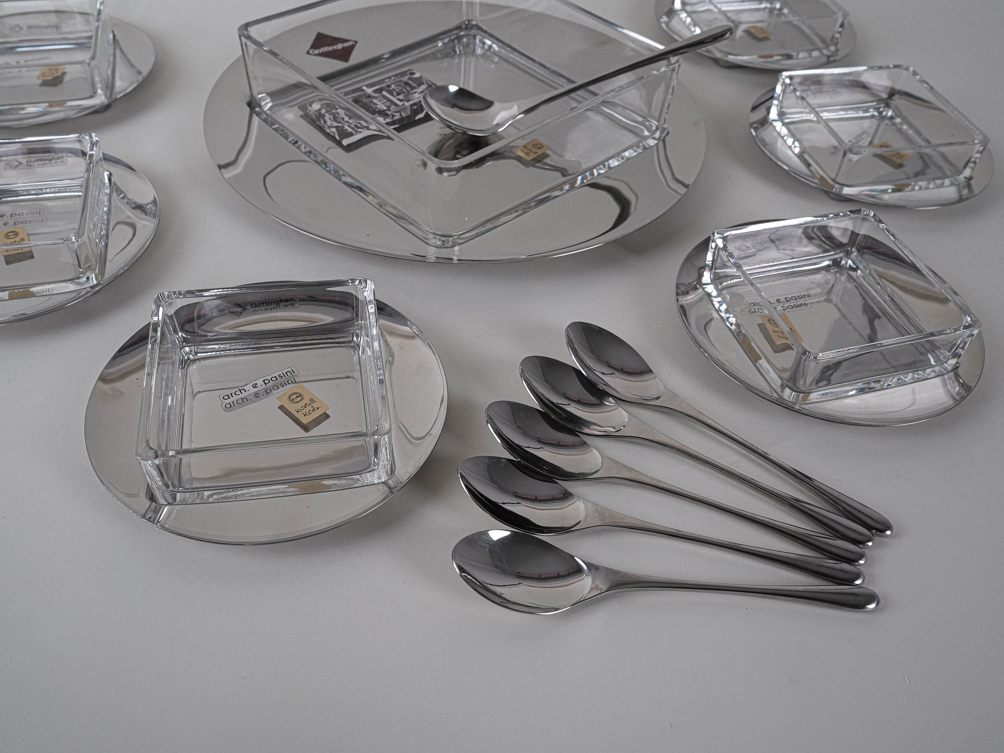 Dessert-Set Edelstahl Silber 1970er Jahre 7