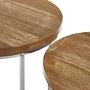 Agra Set aus 2 Mangoholz Beistelltischen mit runder Platte
 1