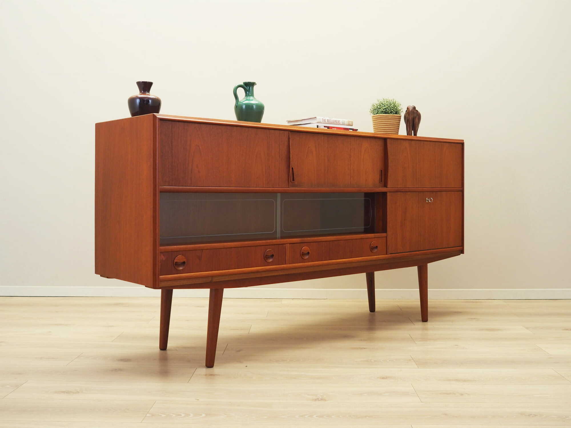 Vintage Highboard Teakholz Braun 1970er Jahre 5